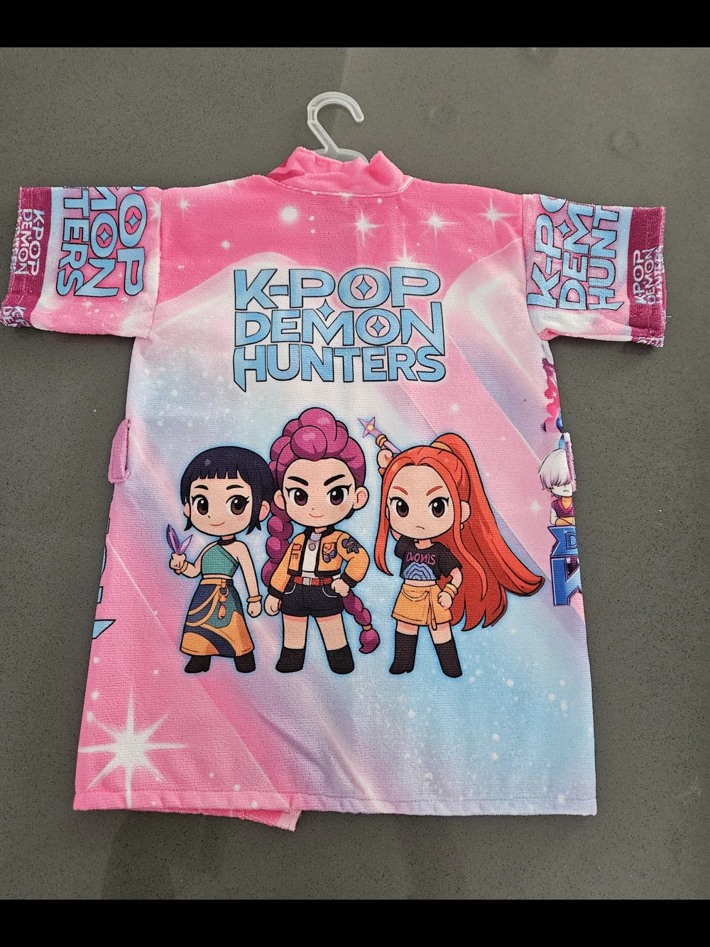 Girls Pink K-POP Demon Hunters Huntrix Rumi Mira Zoey hooded Bath Robe